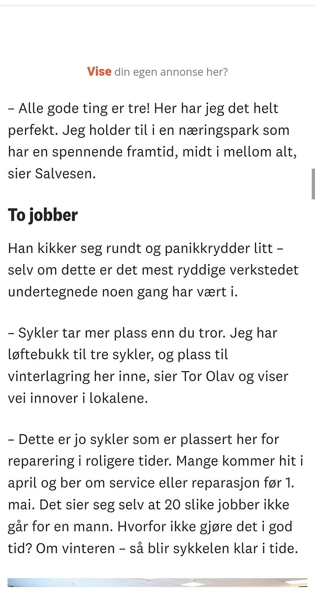 Utdrag fra Stange Avisa, artikler om Salvesen og Sønn
